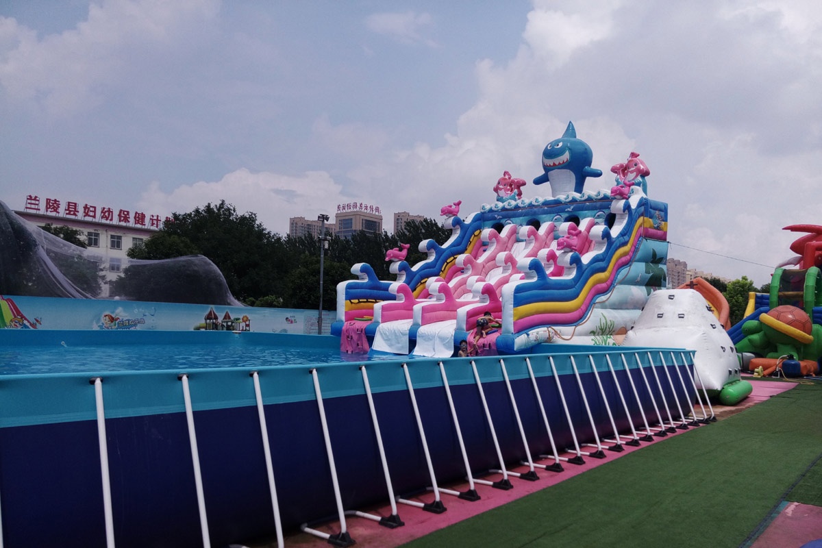 Commercial Steel Frame Pool Metal Frame Swimming Pools Shark Wave Slides