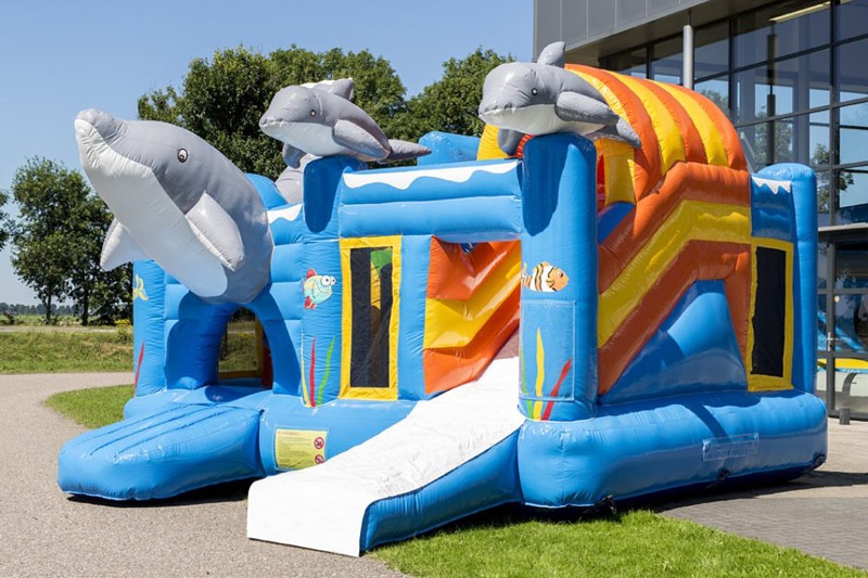 MC080 Multiplay Dolphin Inflatable Bouncy Castle with a Slide