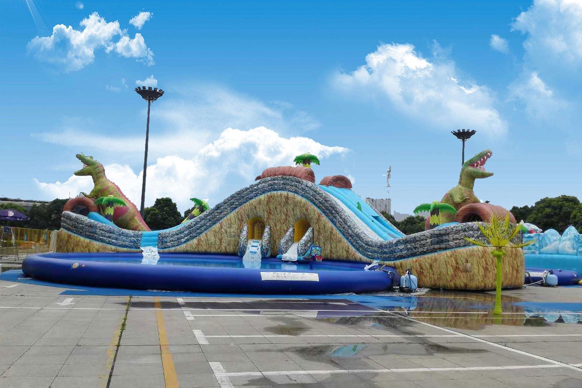 The Jurassic Water Park Inflatable Slide w/ Pool