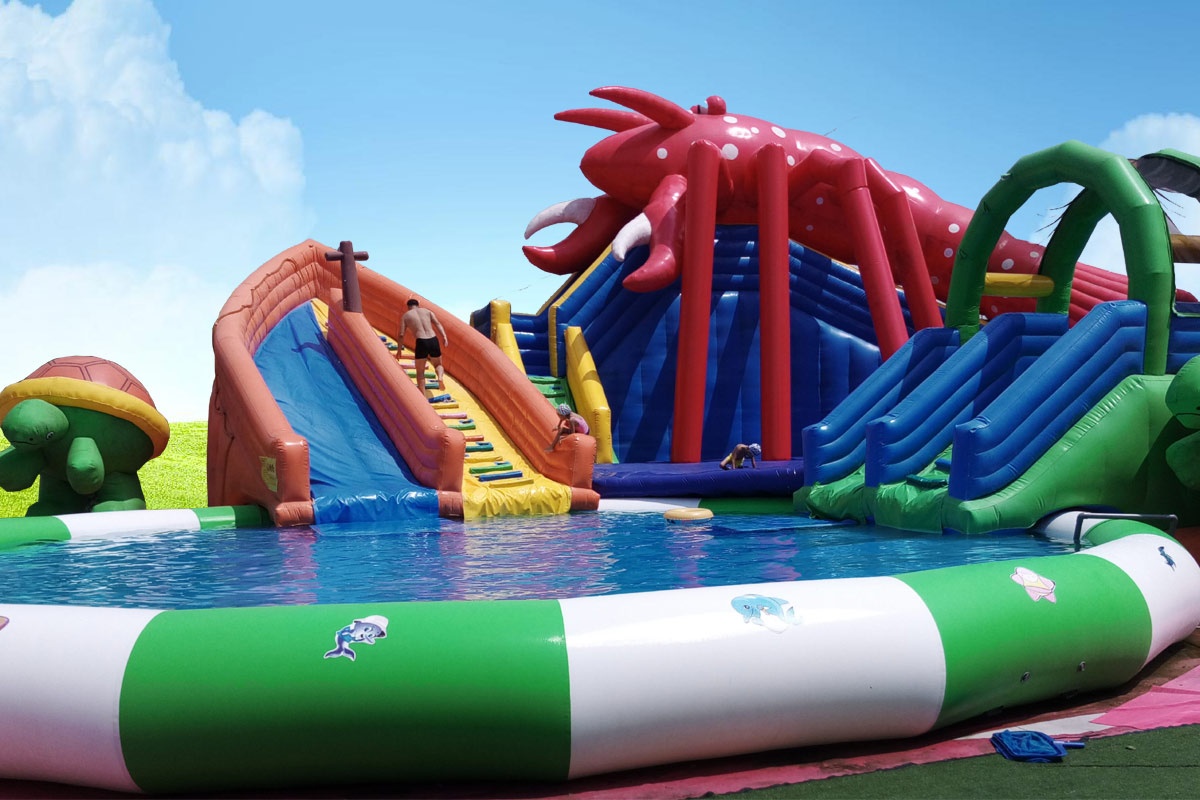 Big Lobster Water Park  Inflatable Slide w/ Pool