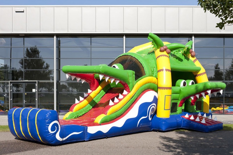 MC071 Multiplay Crocodile Inflatable Wet Combo Bouncer Castle Dry Slide Pool