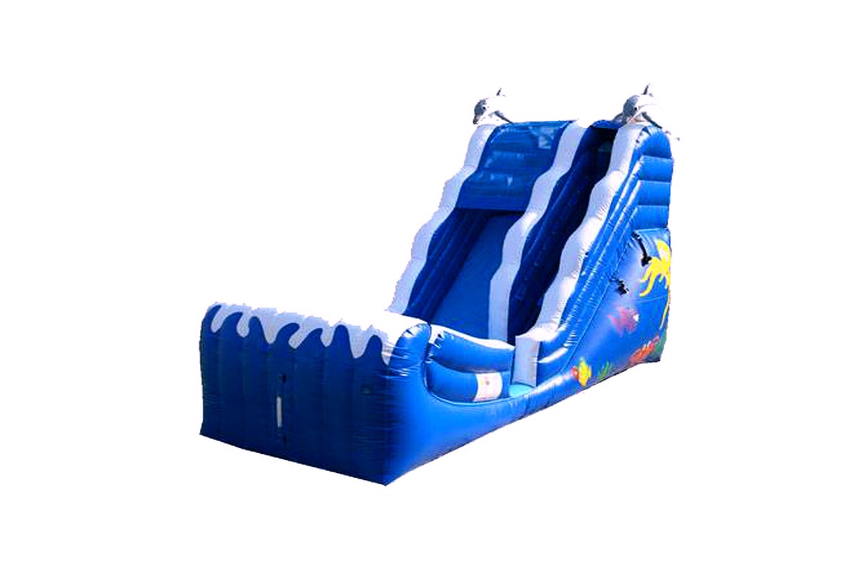 blue and white inflatable pool