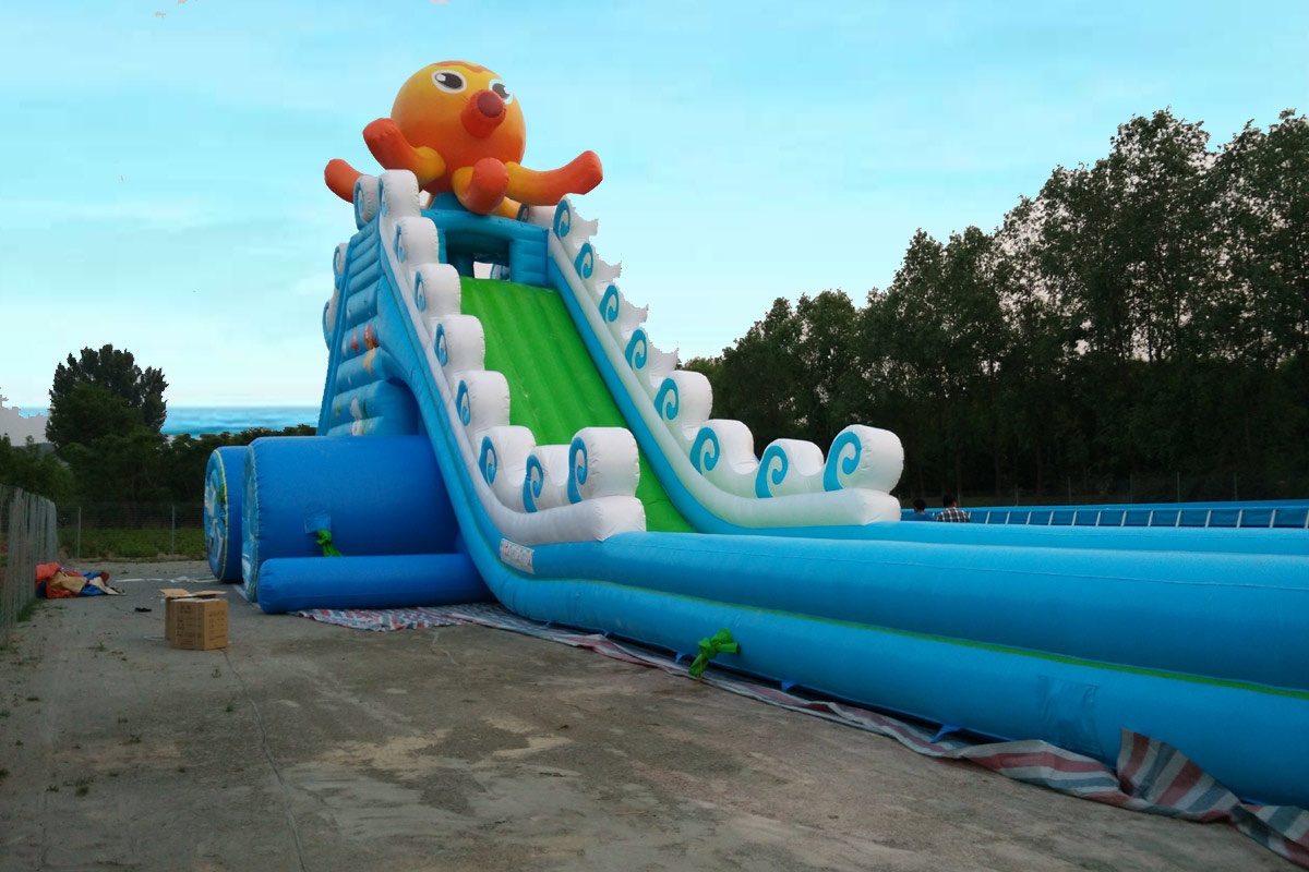 WW018 Octopus Large Long Inflatable Water Slide Bouncer Slide
