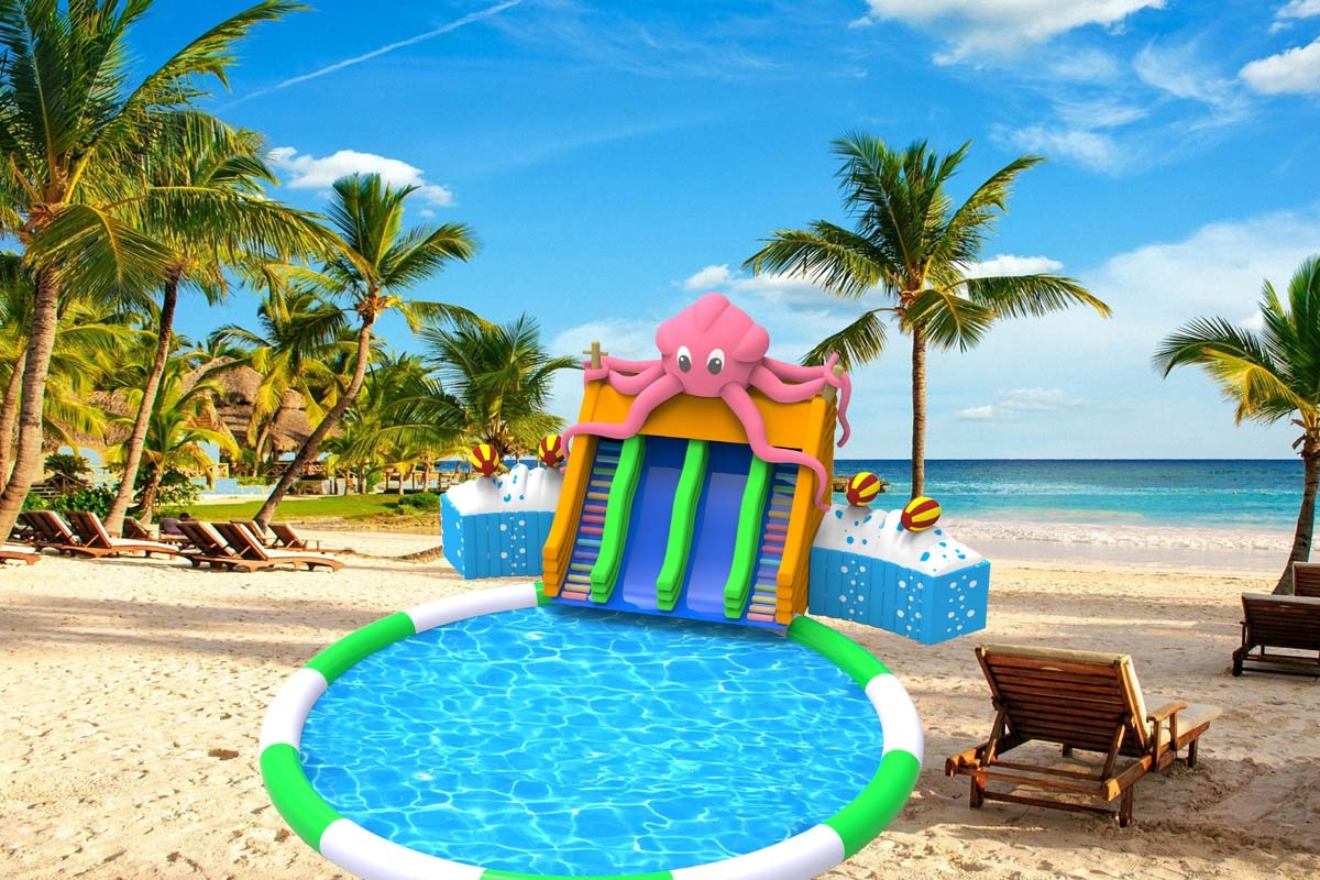 High Quality Large Octopus Inflatable Water Park with Slide