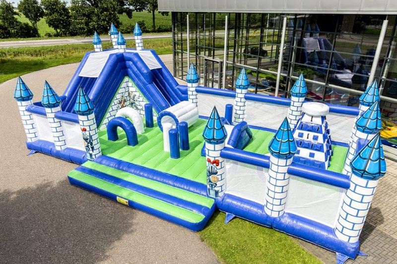 MC185 Multiplay Blue White Castle World Inflatable Bouncy Obstacle Courses