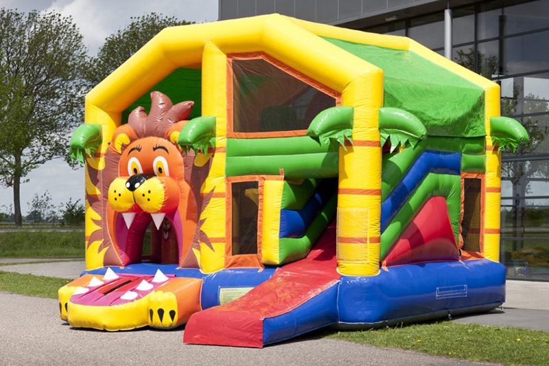 MC132 Multiplay Lion Bouncy Castle with Roof Inflatable Combo Slide