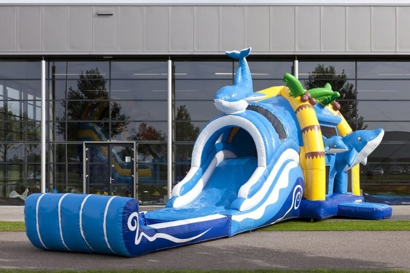 MC083 Multiplay Dolphin Super Inflatable Wet Combo Bouncer Slide