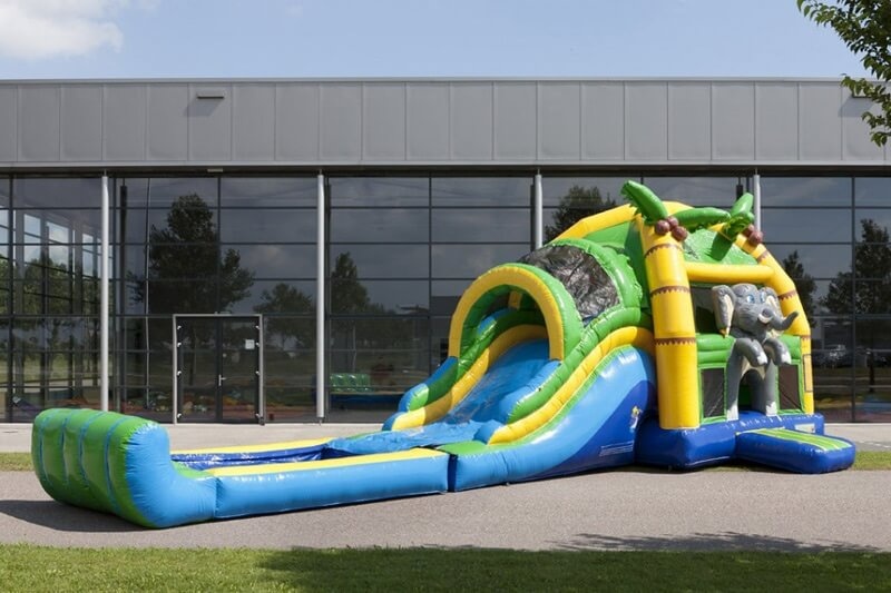 MC087 Multiplay Elephant Super Inflatable Wet Combo Bouncer Castle Water Slide Pool