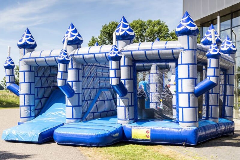 MC028 Blue White Inflatable Combo Bouncy Castle Slide