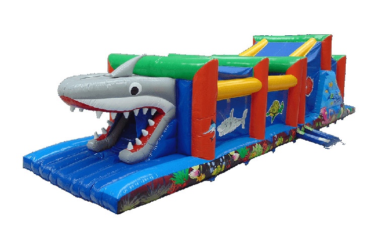 OC074 2 Part 16m Shark Inflatable Obstacle Courses Sport Games
