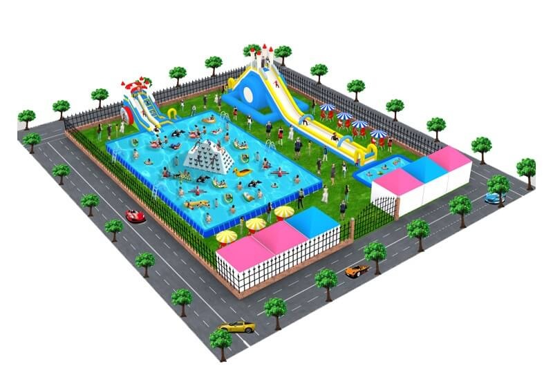 WPK003 Factory Price Commercial Customized Mobile Ground Inflatable Water Park Design