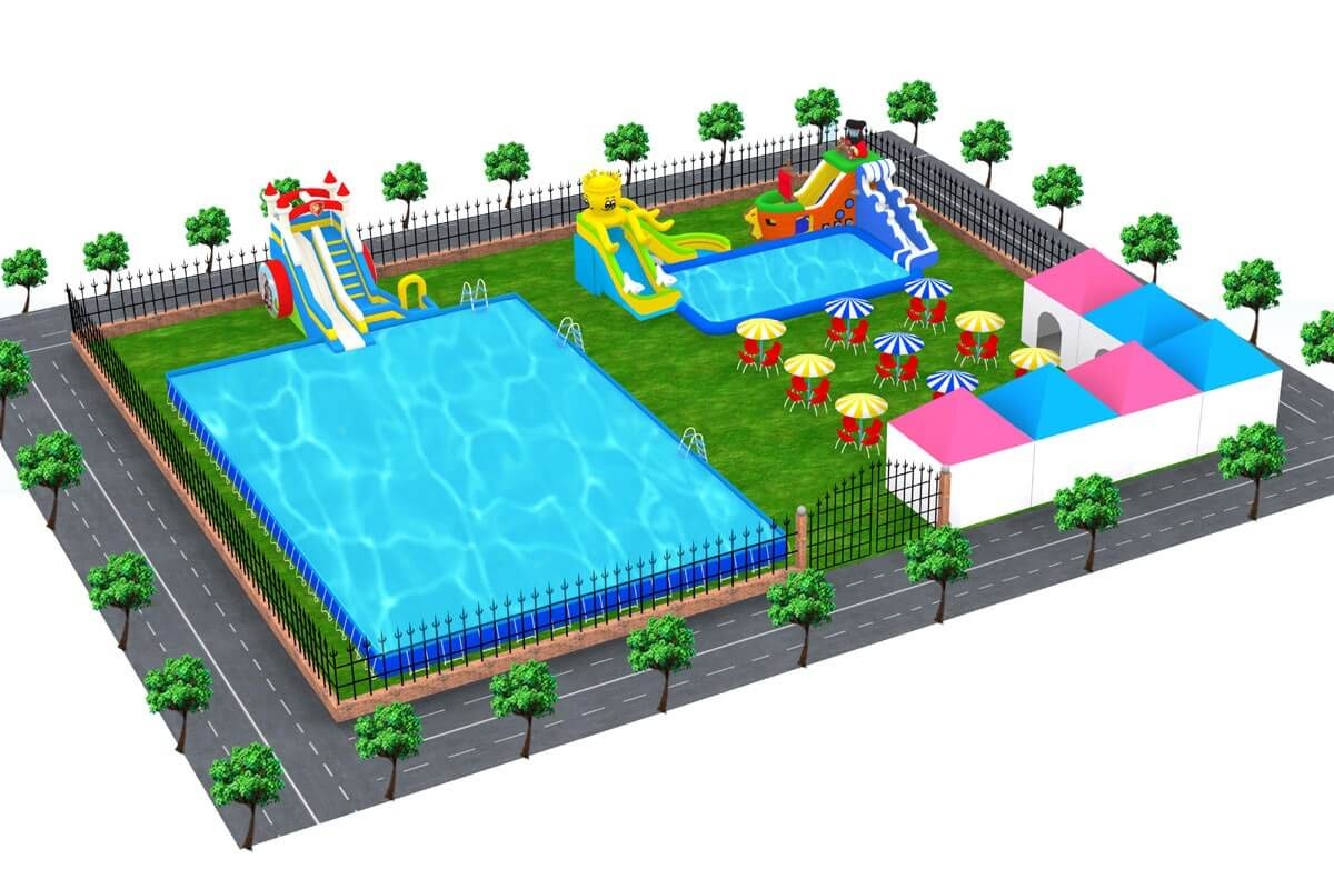 WPK001 Factory Price Commercial Customized Mobile Ground Inflatable Water Park Design