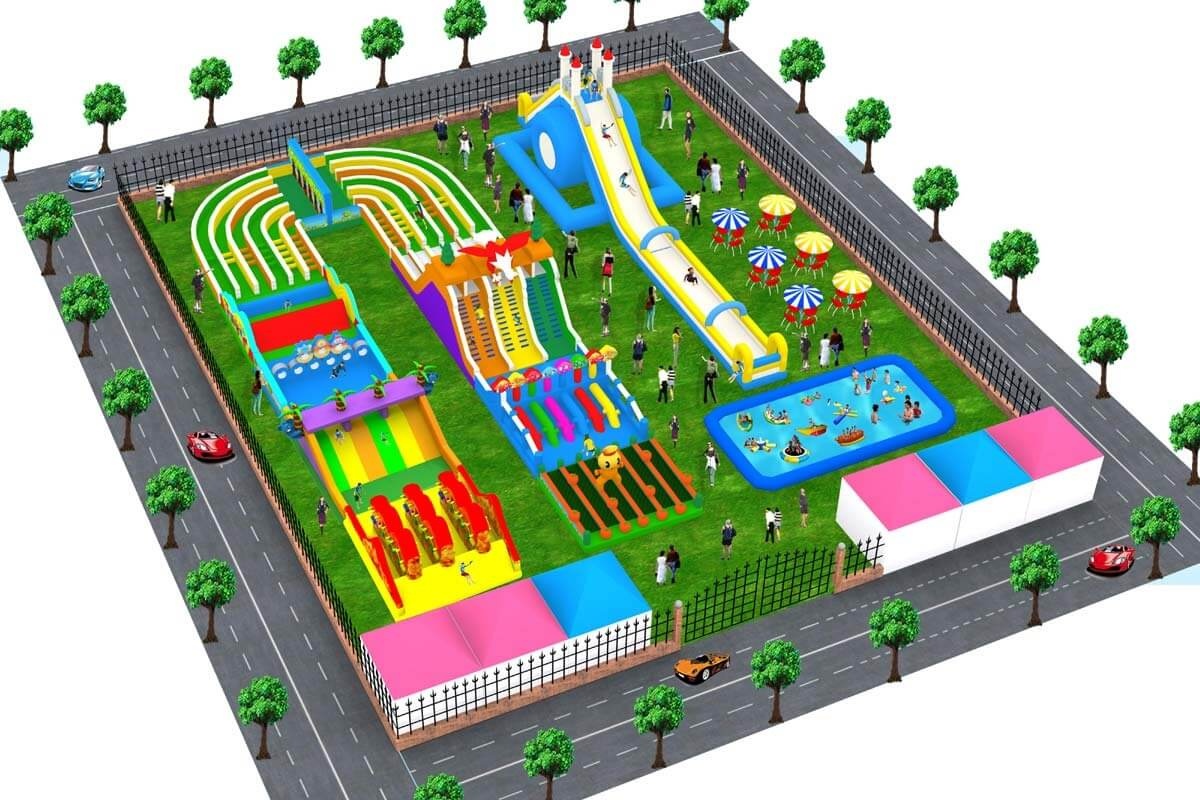 WP005 Factory Price Commercial Customized Mobile Ground Inflatable Water Park Design