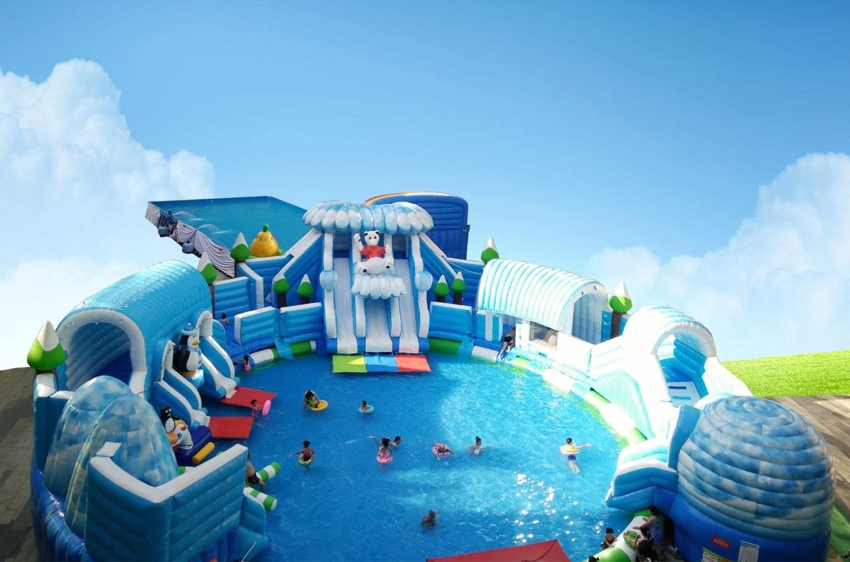 WW002 The Water Cube Inflatable Water Park with Pool Slide