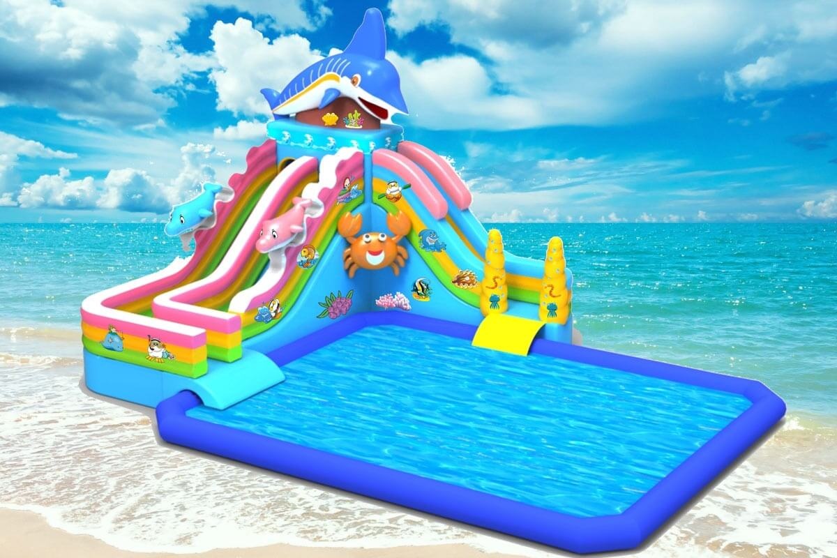 GP005 Large Dolphin Water Park with Inflatable Pool Slide