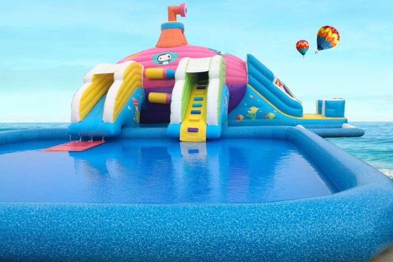 GP010 Submarine Water Park with Inflatable Pool Slides