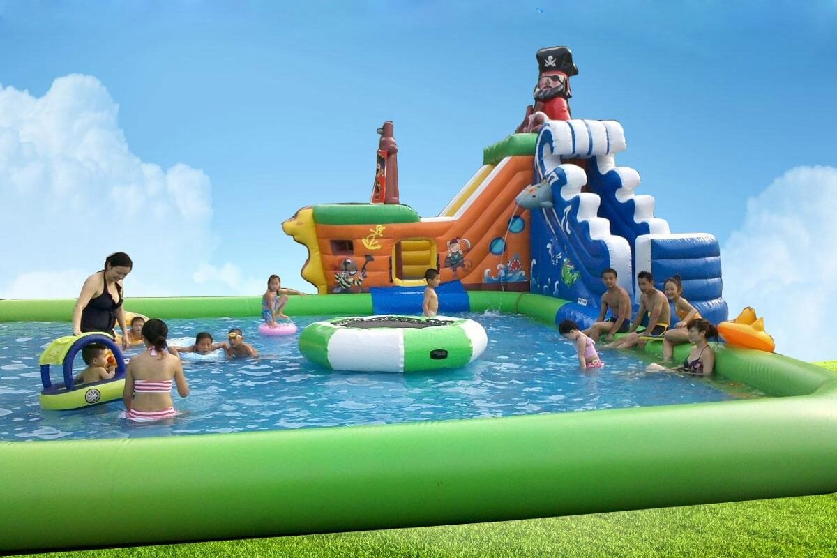 GP024 Pirate Ship Inflatable Water Park with Pool Slide