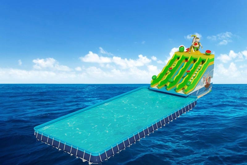 GP017 4-Lane Water Slide with Metal Frame Swimming Pool