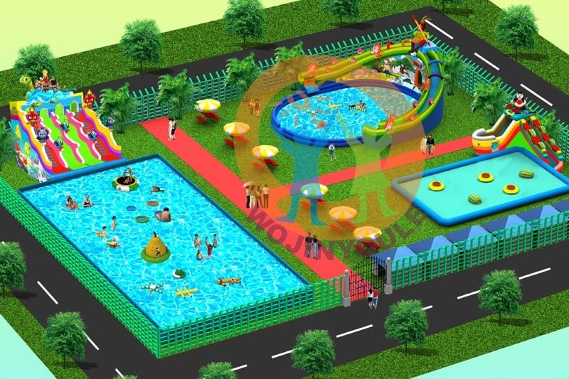 WPK007 Factory Price Commercial Customized Mobile Ground Inflatable Water Park Design