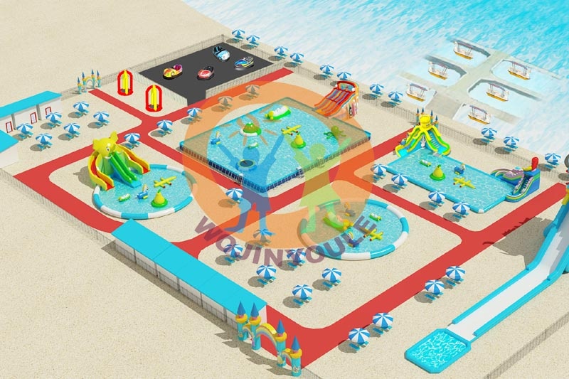 WPK008 Factory Price Commercial Customized Mobile Ground Inflatable Water Park Design