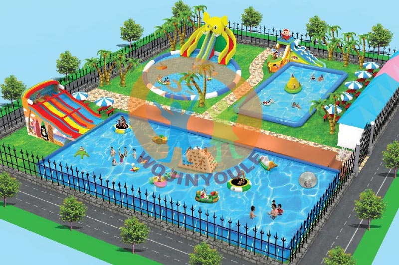 WPK018 Factory Price Commercial Customized Mobile Ground Inflatable Water Park Design