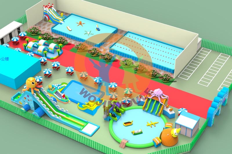 WPK023 Factory Price Commercial Customized Mobile Ground Inflatable Water Park Design
