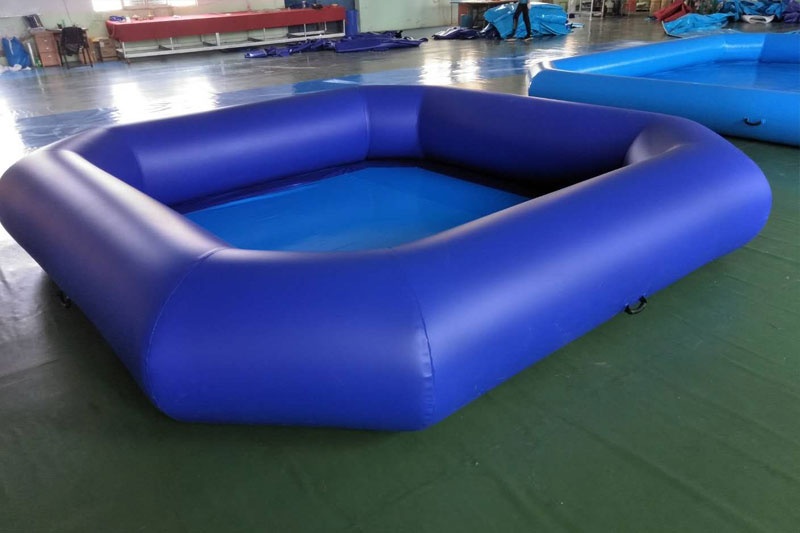 blue and white inflatable pool