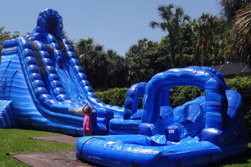 WS016 Commercial Grade 32ft Tall Cyclone Bouncy Water Slides Two Sliding Lanes