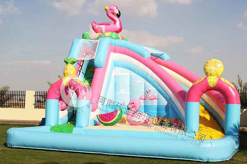 WS026 Flamingo Theme Inflatable Water Slide with Pool Set