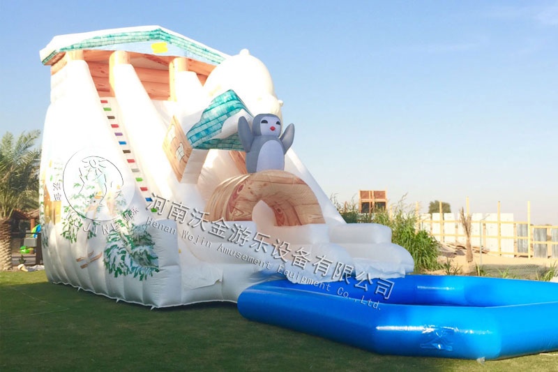 WS037 Whinter Wonderland White Inflatable Water Slide with Pool Set