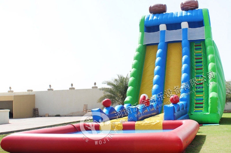 WS038 Super Wave Double Lane Inflatable Water Slide with Pool Set