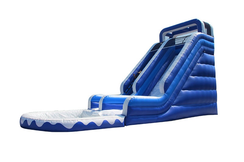 WS053 Adult inflatable single lane blue inflatable water slide with pool