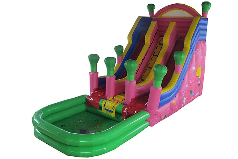 WS056 Factory wholesale Colorful inflatable water slide with swimming pool