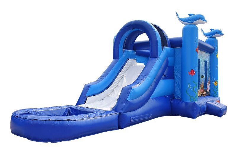 WB057 Dolphin Inflatable Wet Combo Jumping Castle with Slide