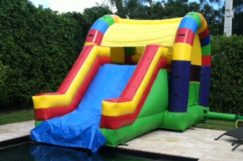 WS049 Rainbow inflatable water slide backyard pool