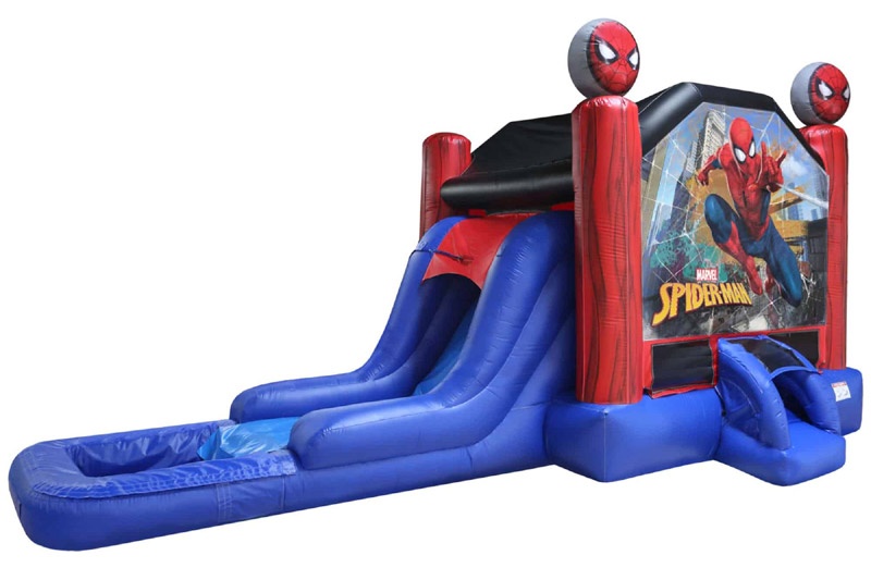 WJ095 Spiderman Inflatable Wet Combo Bouncer Slide Pool