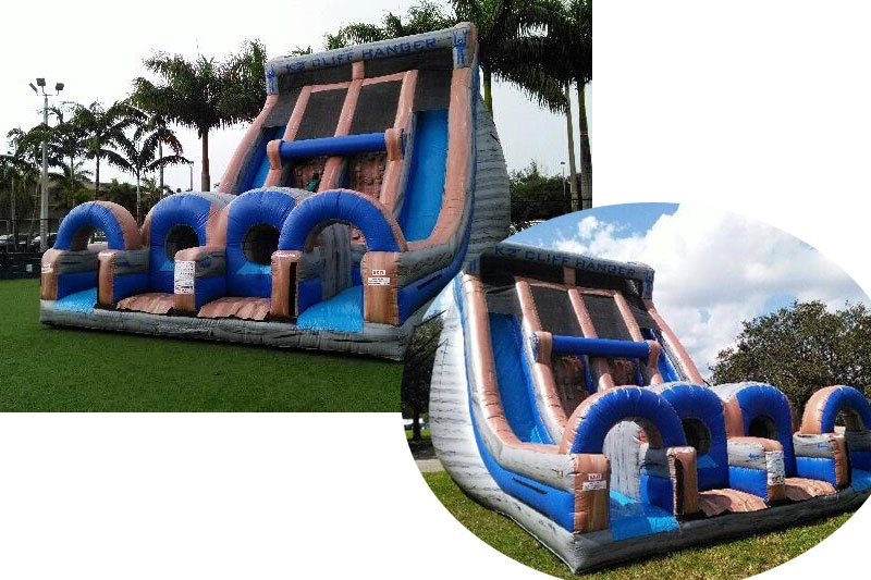DS030 Huge 33ft Tall Rock Climb Inflatable Dry Slide Obstacle