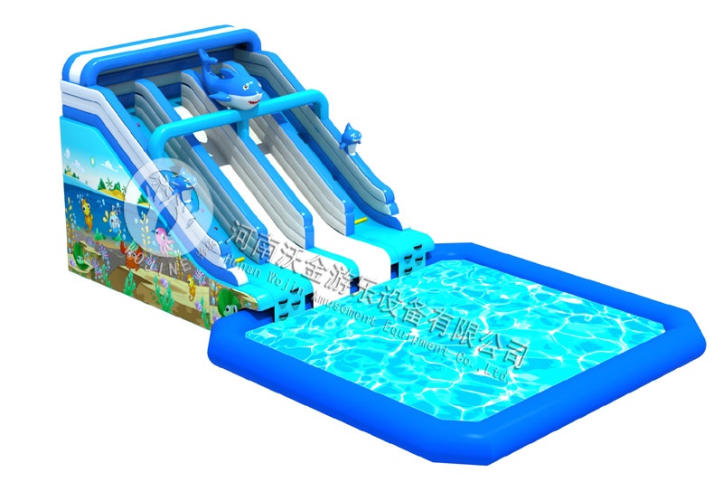 WW075 Kids Whale 4 Lines Inflatable Water Slide Pool Water Park