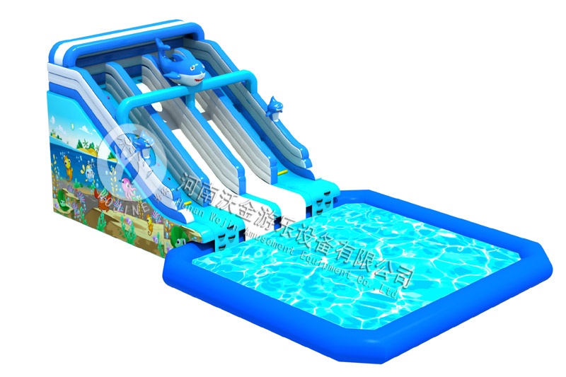 GP019 Kids Whale 4 Lines Inflatable Water Slide Pool