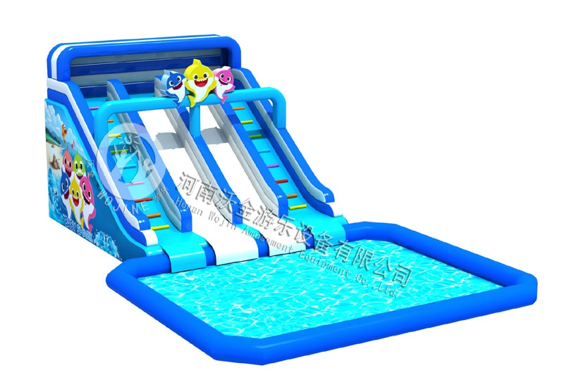 WW076 Kids Whale 4 Lines Inflatable Water Slide Pool Water Park
