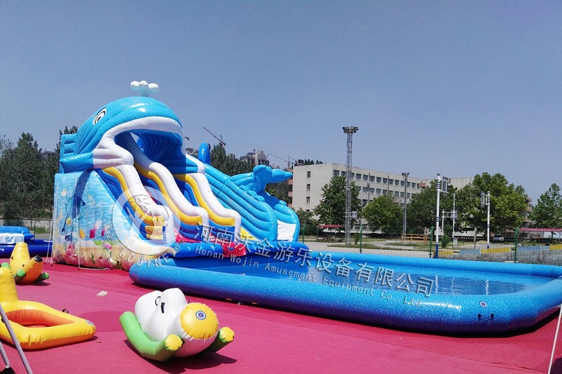 GP009 Whale Inflatable Water Park with Pool Slides
