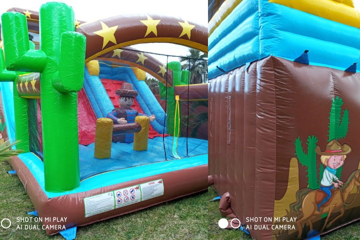 WJ130 Cowboy Park Fun City Inflatable Castle Bouncer Slide