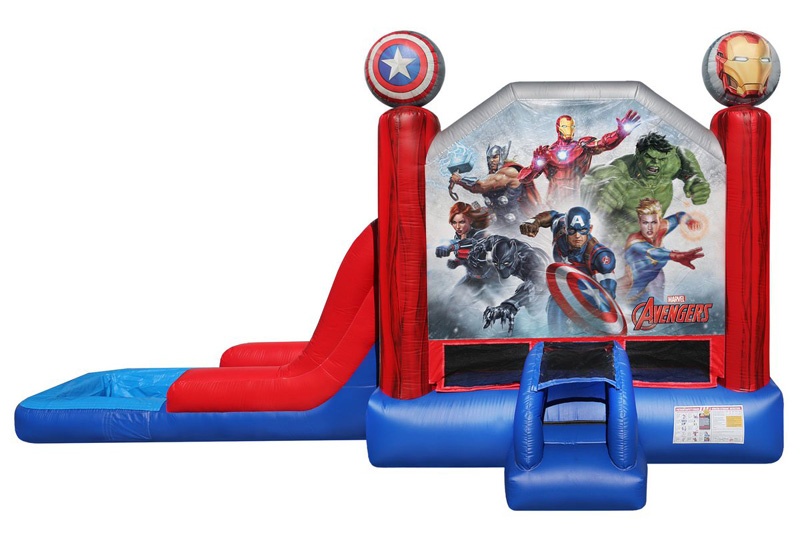 WJ092 Marvel Avengers Inflatable Wet Combo w/ Pool Bounce Slide