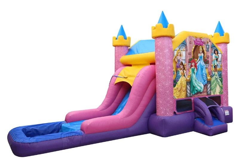 WJ104 Princess Inflatable Wet Combo Bouncer Slide Pool