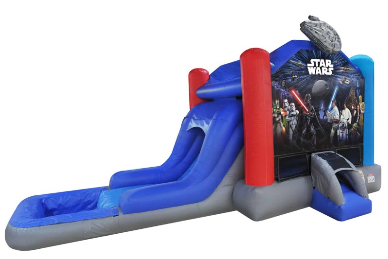 WJ086 Star Wars Inflatable Wet Combo Bouncer Slide with Pool