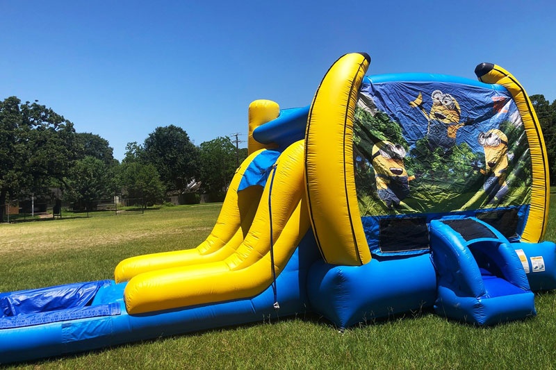 WJ083 Minions Inflatable Wet Combo Bouncer Slide with Pool