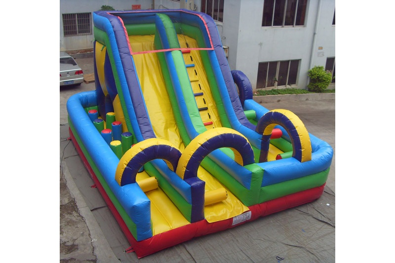 WJ108 Laberinto Inflatable Dry Slide Combo Obstacle Twist Bounce Castle