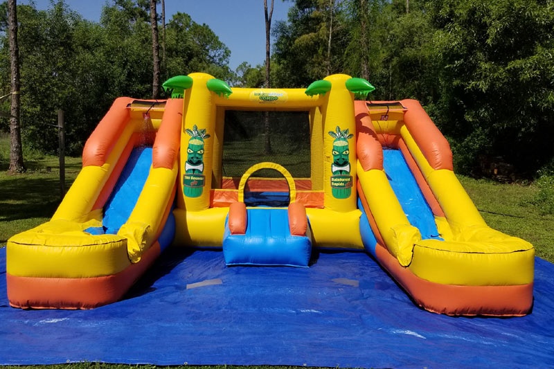 WJ066 Tropical Inflatable Combo Bounce Slides