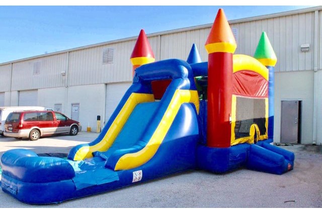 WJ076 Super Castle Inflatable Wet Combo Water Slide Pool