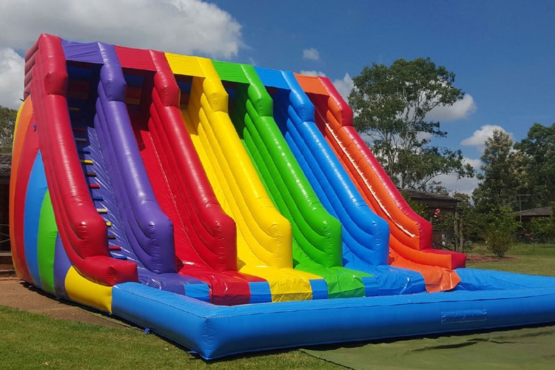 WW070 Rainbow 4 Lane Racer Inflatable Water Slide